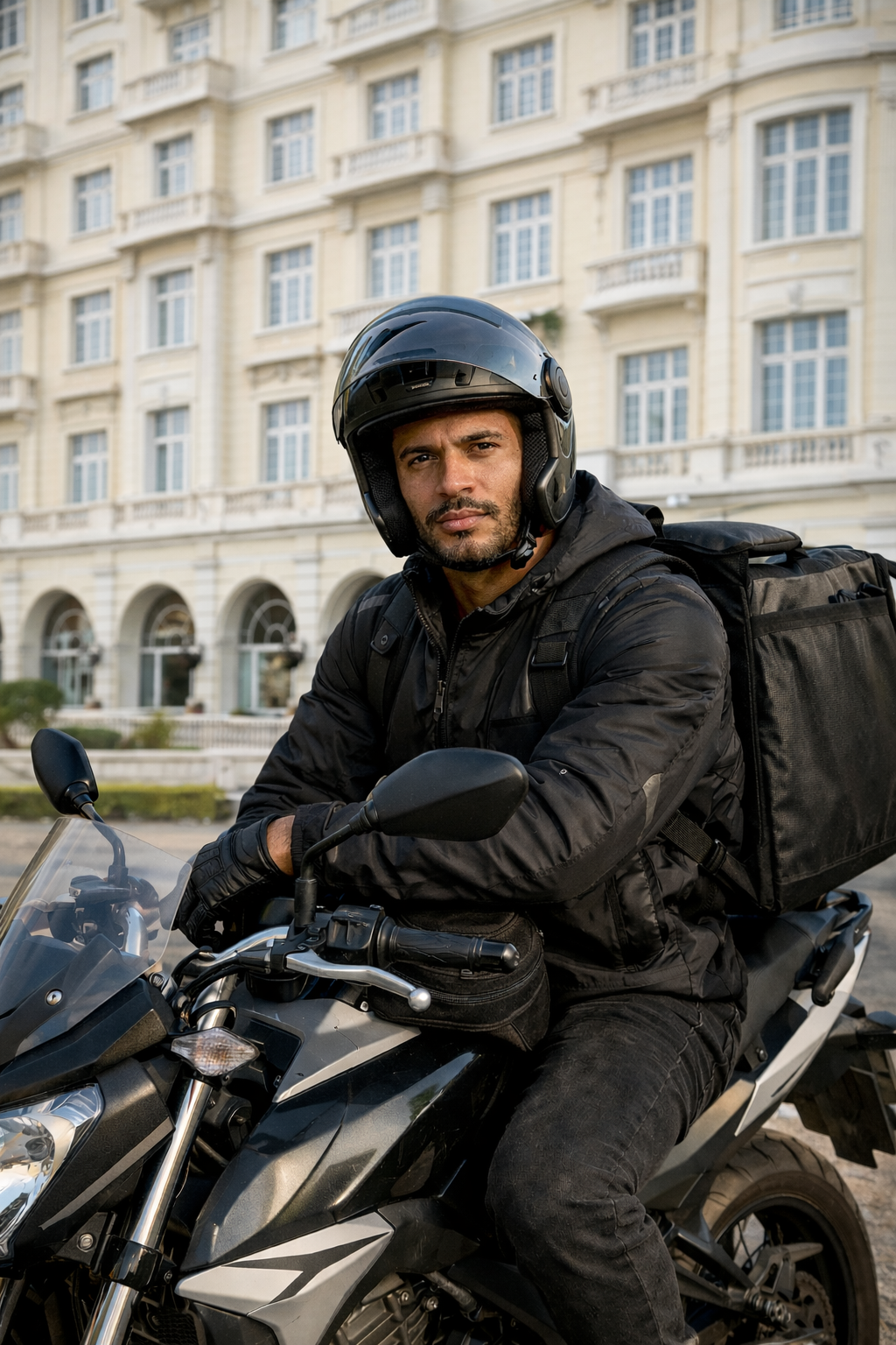 Entregador em contexto urbano